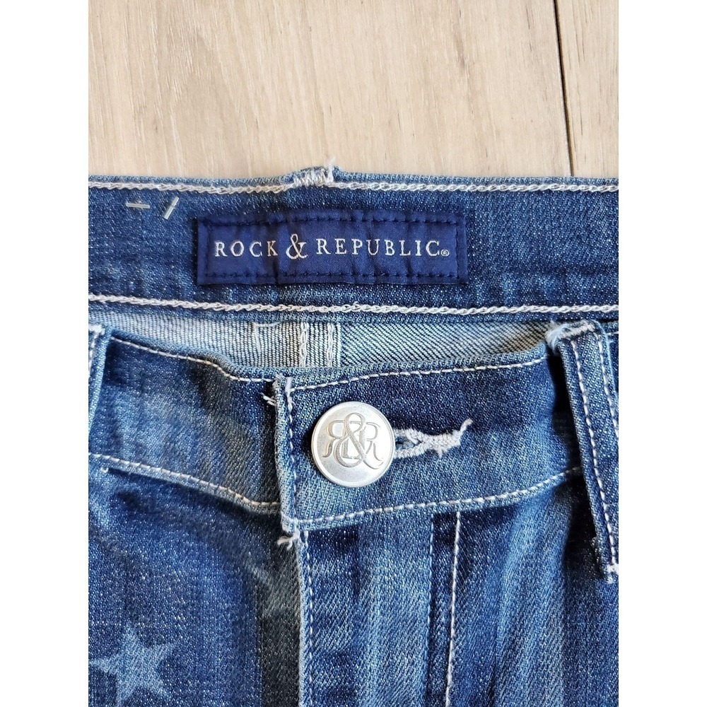 Rock & Republic Lolita Shorts Womens 10 Stars Stripes USA Flag Fringe Summer - Picture 6 of 8